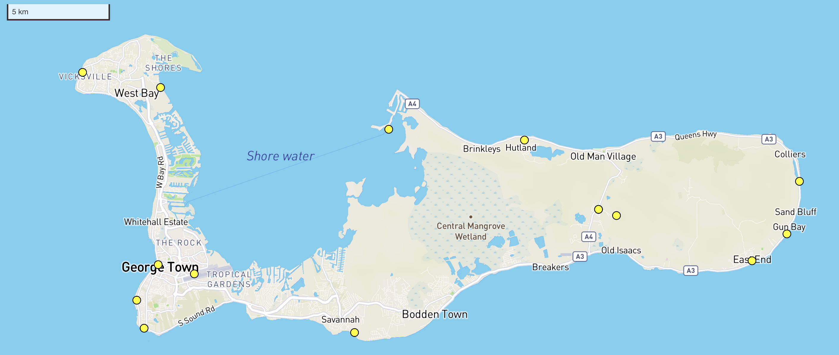 POTA Locations Map - Cayman Islands